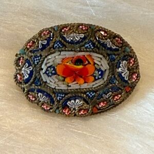 Vintage Italian Micro Mosaic Brooch Pin
